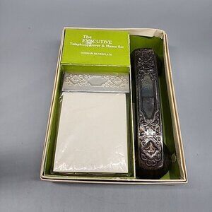 Vintage Gorham Silverplate The Executive Telephone Cover & Memo Set